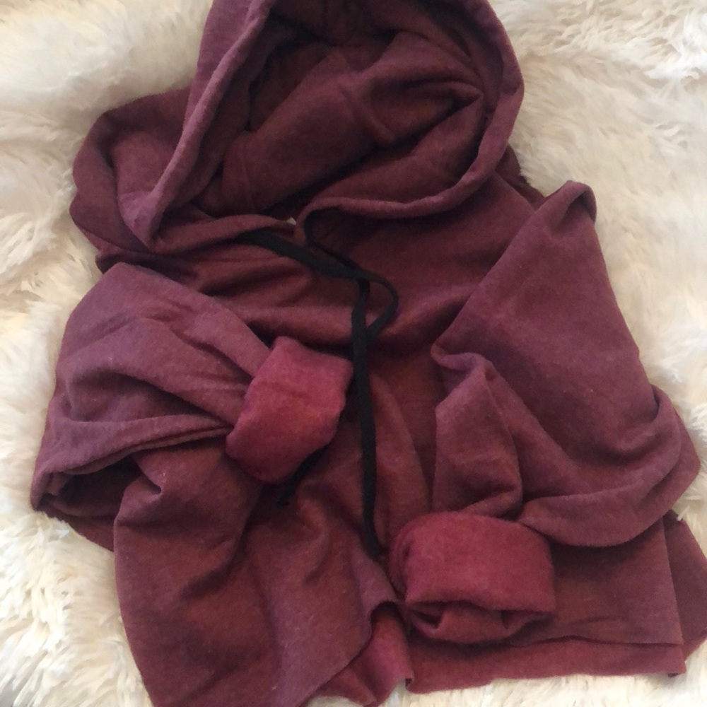 Over The Limit Burgundy Cropped Fleece Hoodie